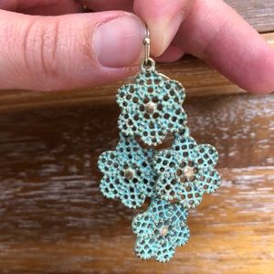 Turquoise & Gold Flower Earings